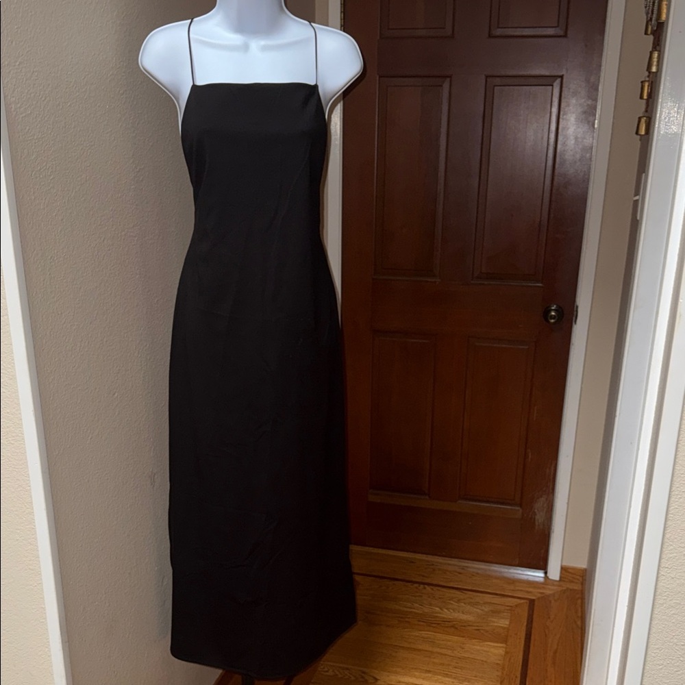 NWT $135 COS Elegant Black Spaghetti Strap Maxi Minimalist Dress Women’s Size M